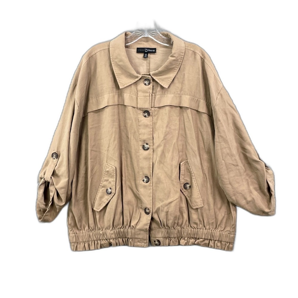 Fred David Button Jacket Womens 2X Tan Academia Corpore Hiking Outdoor Winter